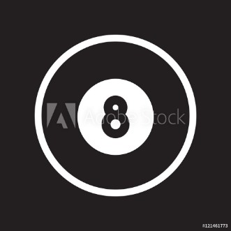 Picture of Flat icon in black and white style billiard ball 